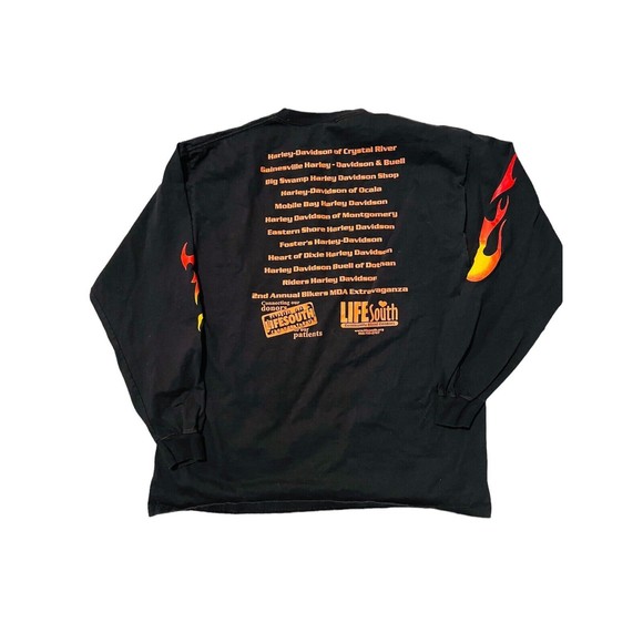 Vtg Harley Davidson Long Sleeve T Live To Give Delta Magnum Weight Men Sz L A26 - Picture 2 of 6